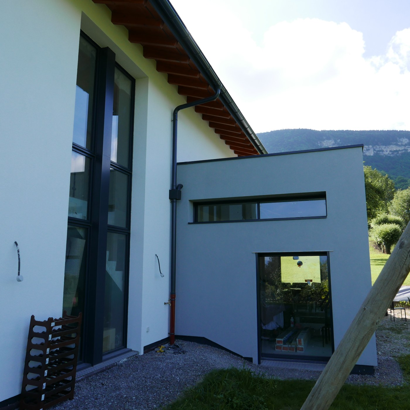 Villa individuelle à Archamps, vue extérieure en chantier